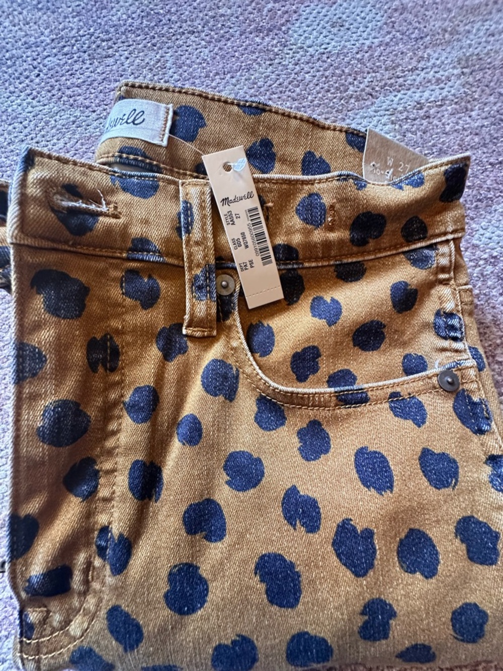 Madewell Mustard Yellow Leopard-Spot Skinny Jeans - Picture 2 of 7